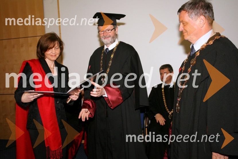 Dr. Tanja Hojs Fabjan in prof. dr. Ivan Rozman, rektor Univerze v MariboruPromocija doktorjev znanosti Univerze v Mariboru, april 2008