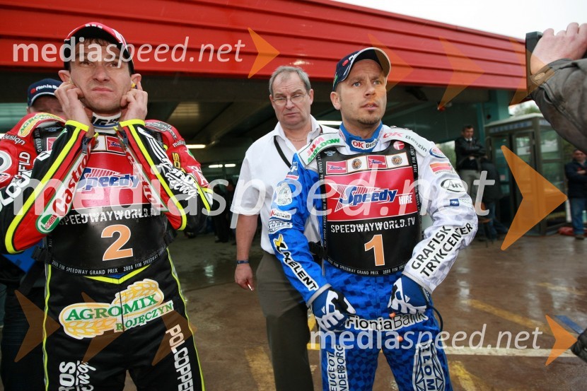 Leigh Adams, Avstralija in Nicki Pedersen, DanskaSPEEDWAY GRAND PRIX, VN Slovenije 2008, trening