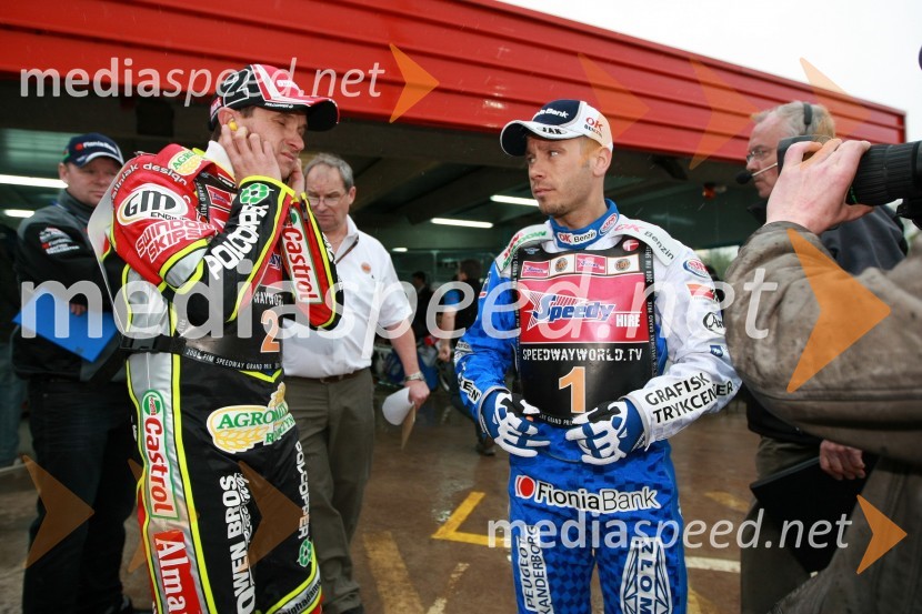 Leigh Adams, Avstralija in Nicki Pedersen, DanskaSPEEDWAY GRAND PRIX, VN Slovenije 2008, trening