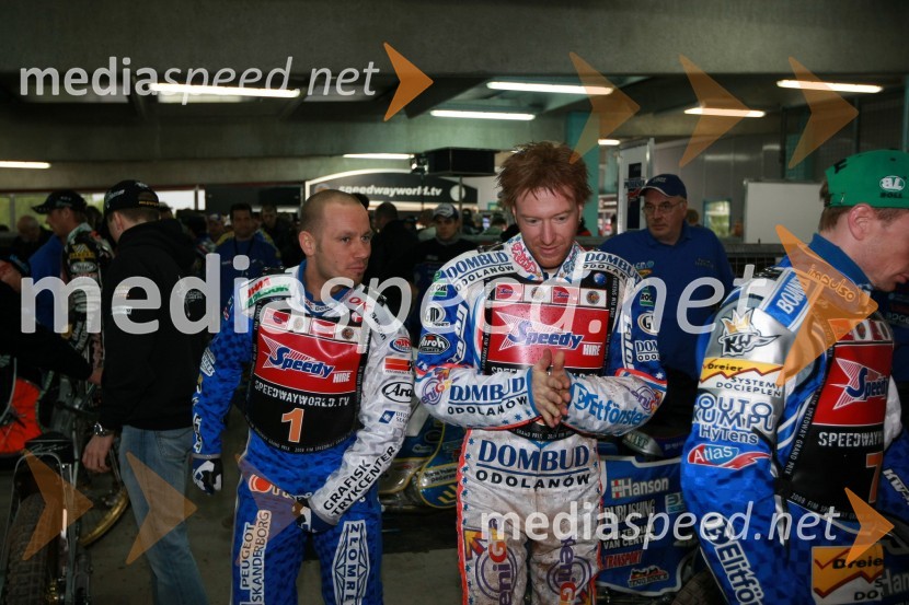 Nicki Pedersen, Danska, ... in Rune Holta, PoljskaSPEEDWAY GRAND PRIX, VN Slovenije 2008, trening