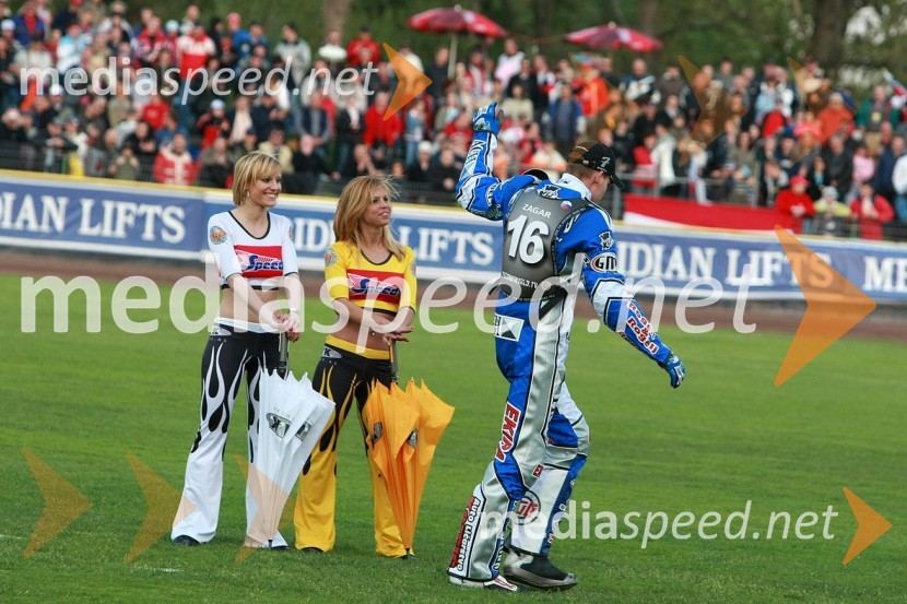 Matej Žagar (AMTK Ljubljana), Slovenija in štartni dekletiSPEEDWAY GRAND PRIX, VN Slovenije 2008, dirka
