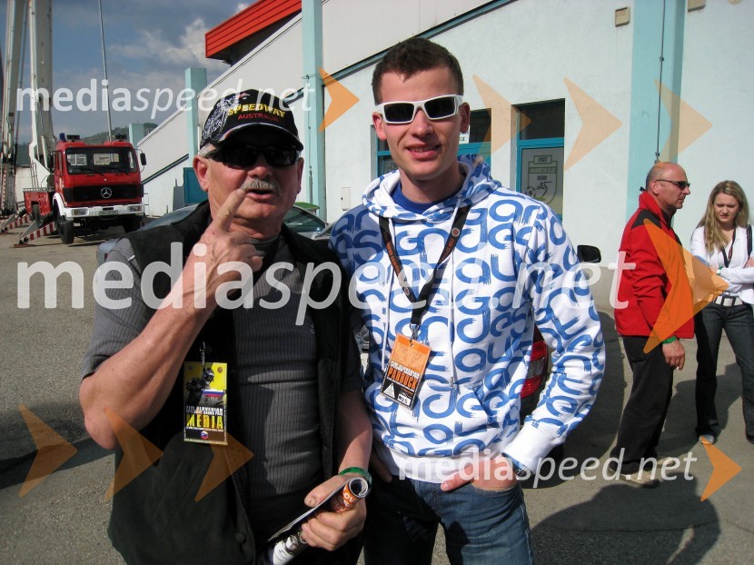 Štefan Kekec, legenda slovenskega speedwaya in Matej Žagar (AMTK Ljubljana), SlovenijaSPEEDWAY GRAND PRIX, VN Slovenije 2008, trening