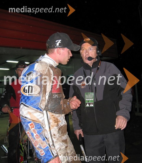 Matej Žagar (AMTK Ljubljana), Slovenija in Ole Olsen, direktor SGP dirkSPEEDWAY GRAND PRIX, VN Slovenije 2008, dirka