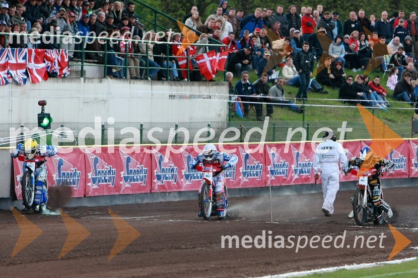 Matej Žagar (AMTK Ljubljana), Slovenija, Jason Crump, Avstralija, Niels Kristian Iversen, DanskaSPEEDWAY GRAND PRIX, VN Slovenije 2008, dirka