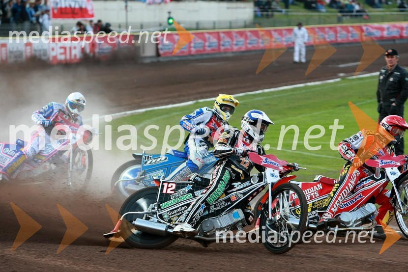 Jason Crump, Avstralija, Matej Žagar, Slovenija, Niels Kristian Iversen, Danska, Hans Andersen, DanskaSPEEDWAY GRAND PRIX, VN Slovenije 2008, dirka