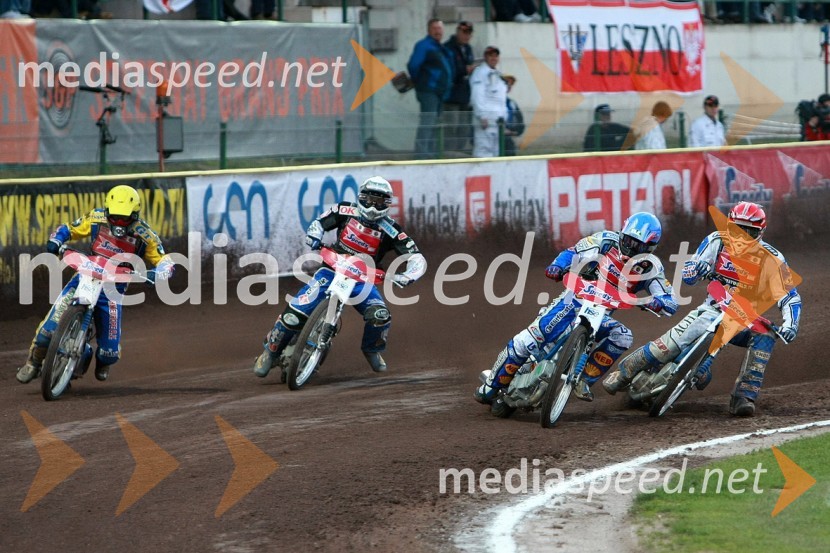Tomasz Gollob, Poljska, Bjarne Pedersen, Danska, Rune Holta, Poljska in Matej Žagar, SlovenijaSPEEDWAY GRAND PRIX, VN Slovenije 2008, dirka