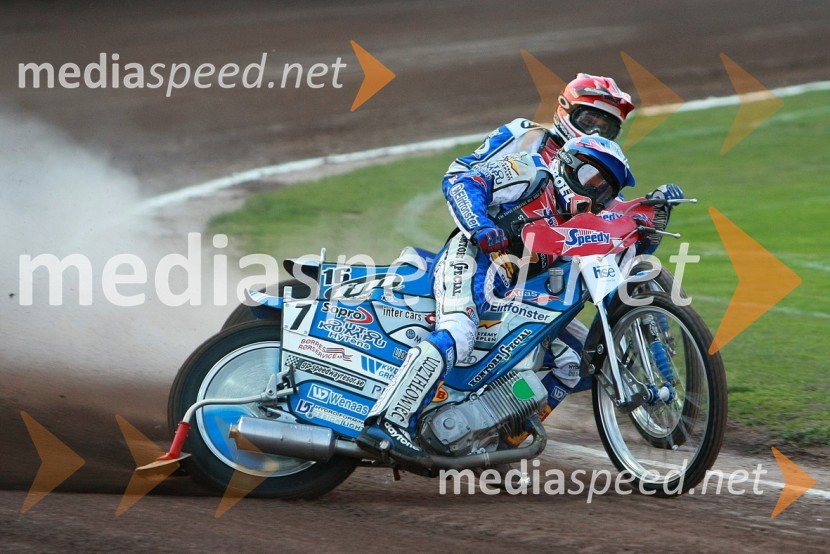 Rune Holta, Poljska in Matej Žagar (AMTK Ljubljana), SlovenijaSPEEDWAY GRAND PRIX, VN Slovenije 2008, dirka