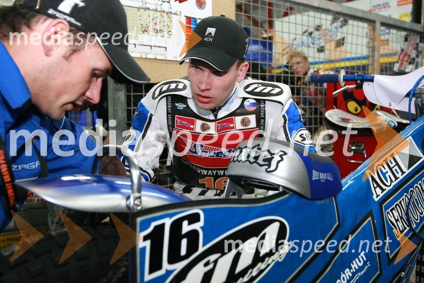 Matej Žagar (AMTK Ljubljana), Slovenija z mehanikomSPEEDWAY GRAND PRIX, VN Slovenije 2008, dirka
