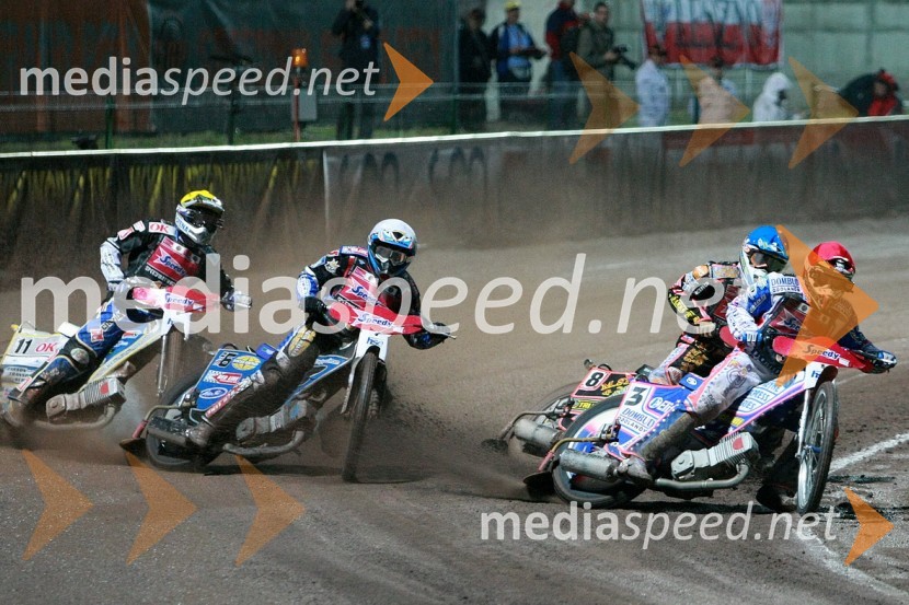 Bjarne Pedersen, Danska, Greg Hancock, ZDA, Scott Nicholls, Velika Britanija in Jason Crump, AvstralijaSPEEDWAY GRAND PRIX, VN Slovenije 2008, dirka