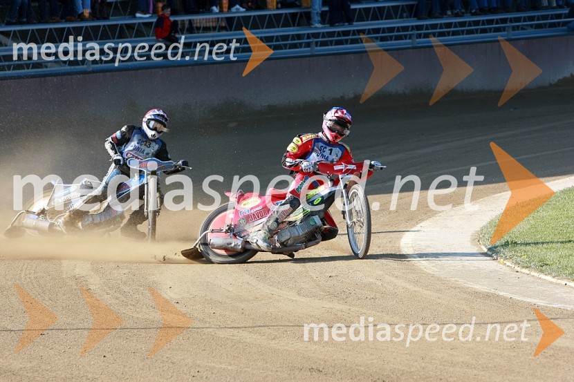 Dino Kovačić SK, Unia Goričan in Aleksander Čonda, AMD Krško
SPEEDWAY, DP mladincev 2008 1. dirka