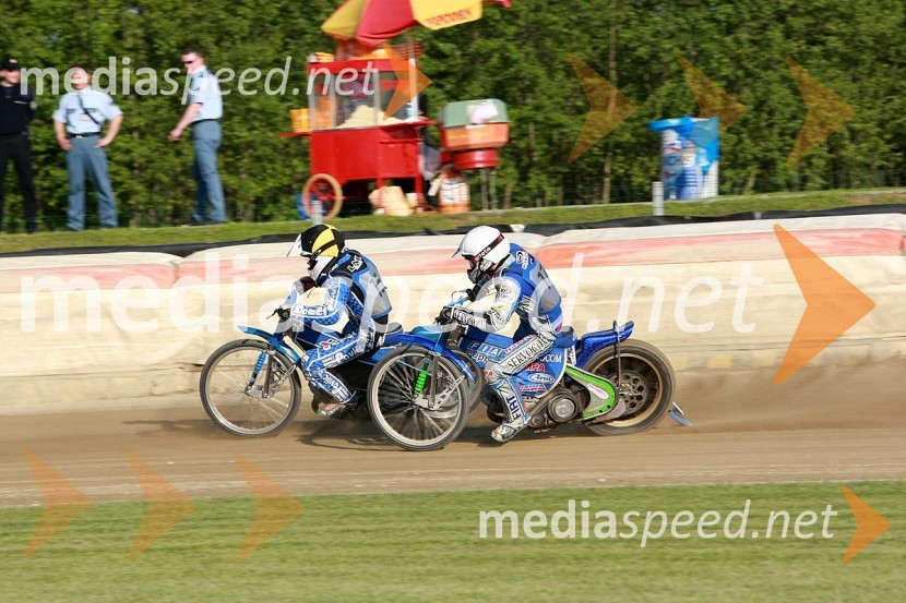 Andrej Kežman, SK Unia Goričan in Ladislav Vida, ST LendavaSPEEDWAY, DP mladincev 2008 1. dirka