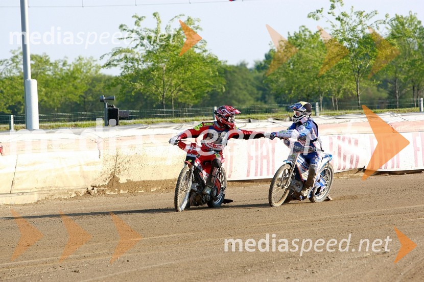 Aleksander Čonda, AMD Krško in Matija Duh, AMD Krško
SPEEDWAY, DP mladincev 2008 1. dirka