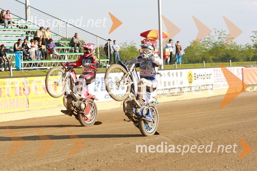 Aleksander Čonda, AMD Krško in Matija Duh, AMD Krško
SPEEDWAY, DP mladincev 2008 1. dirka
