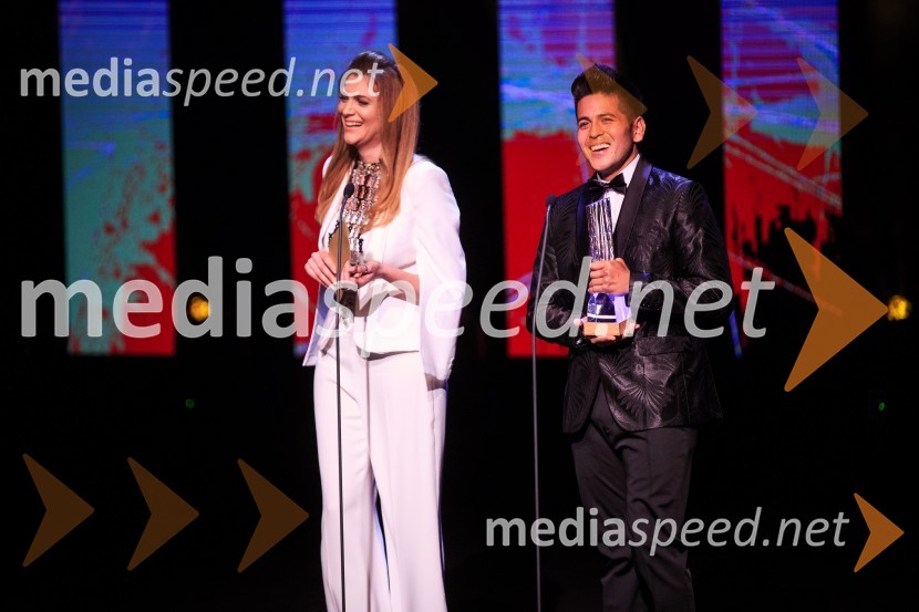  Manca  Špik, pevka;   Isaac Palma, pevecŽarometi 2018, podelitev medijskih nagrad za leto 2017