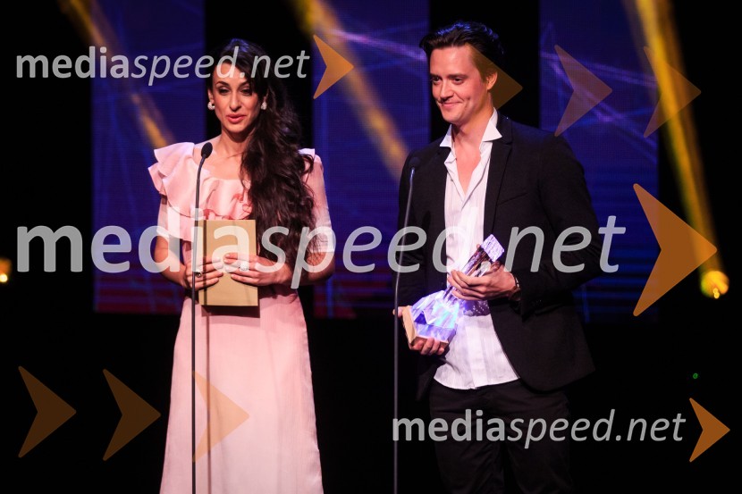  Lara Komar, igralka;  Domen Valič, igralecŽarometi 2018, podelitev medijskih nagrad za leto 2017
