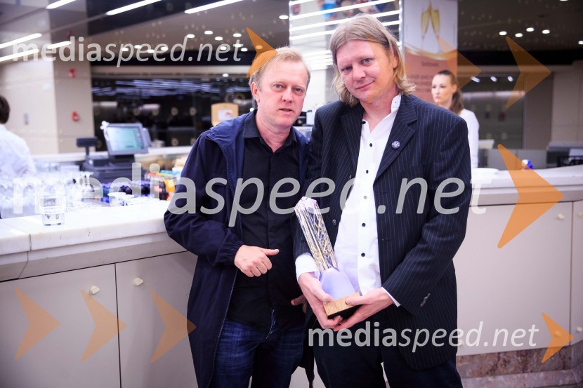  Matjaž Javšnik, igralec;  Boris  Petkovič, režiserŽarometi 2018, druženje po prireditvi