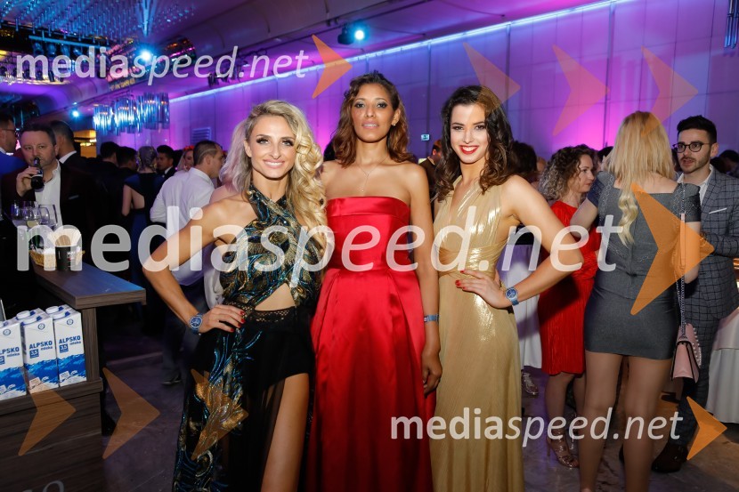  Gordana Grandošek Whiddon, plesalka, lastnica blagovne znamke GGW;  Elisangela Sandes;  Valeriya Musina, plesalkaŽarometi 2018, druženje po prireditvi