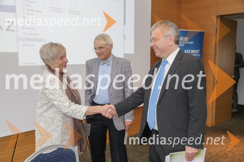  Gertrud Rantzen, predsednica upravnega odbora, Slovensko-nemška gospodarska zbornica;   Bernhard Hauer, stalni namestnik veleposlanika Zvezne Republike Nemčije v Sloveniji;  Iztok Grmek, Ministrstvo za zunanje zadeveNemški forum 2018