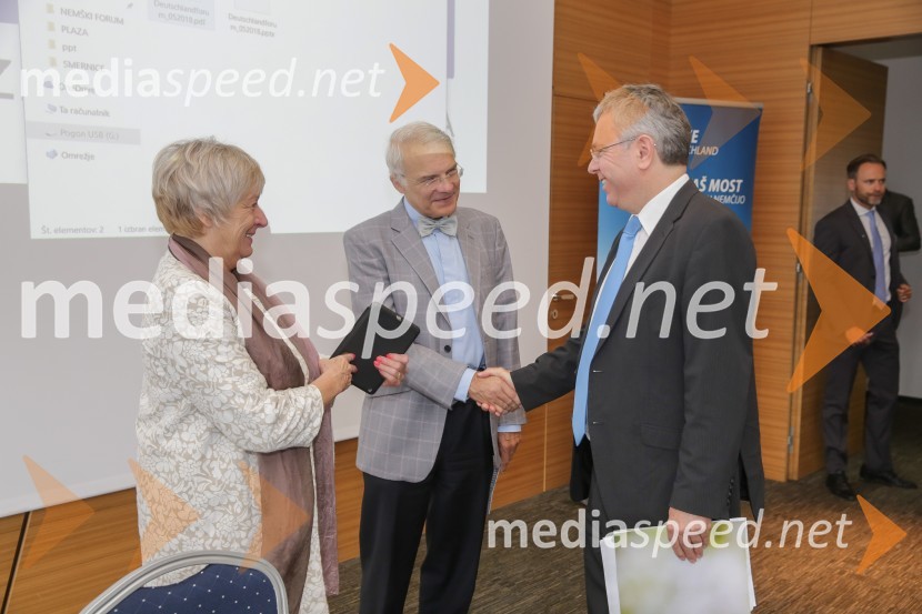  Gertrud Rantzen, predsednica upravnega odbora, Slovensko-nemška gospodarska zbornica;   Bernhard Hauer, stalni namestnik veleposlanika Zvezne Republike Nemčije v Sloveniji;  Iztok Grmek, Ministrstvo za zunanje zadeveNemški forum 2018