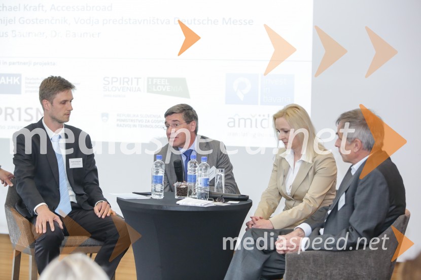  Danijel Gostenčnik, Vodja predstavništva Deutsche Messe in Koelnmesse;  Michael Kraft, Accessabroad;  Saša Vutkovič, direktorica ISSIMO FIT d.o.o.;  Claus Baumer, Dr. Baumer ConsultantsNemški forum 2018