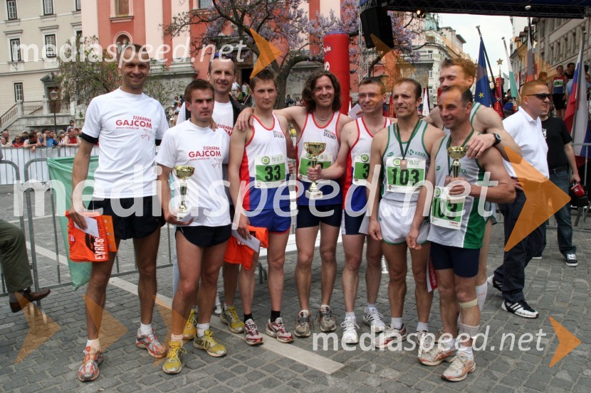 Prvi trije zmagovalci teka na 28. kilometrov52. pohod Pot ob žici