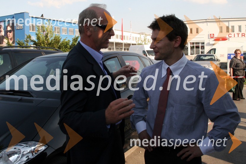 Jože Mermal, predsednik uprave BTC in Mitja Petkovšek, gimnastičarSprejem evropskega prvaka na bradlji Mitje Petkovška ter bronastega na drogu Aljaža Pegana