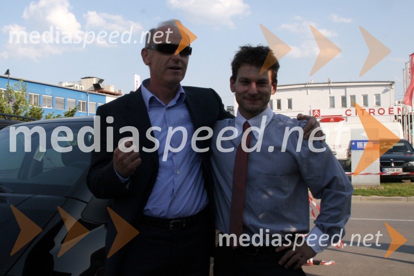 Jože Mermal, predsednik uprave BTC in Mitja Petkovšek, gimnastičarSprejem evropskega prvaka na bradlji Mitje Petkovška ter bronastega na drogu Aljaža Pegana