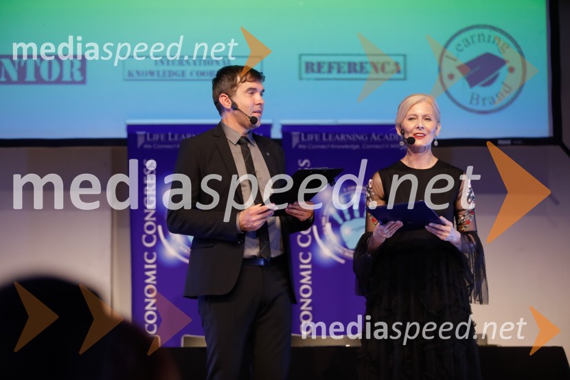  Mario Galunič, odgovorni urednik, Razvedrilni program TV Slovenija;  Branka Božič, prevajalka, tolmačka, povezovalka prireditevAkademsko ekonomski kongres AEC 2018, večerni dogodek