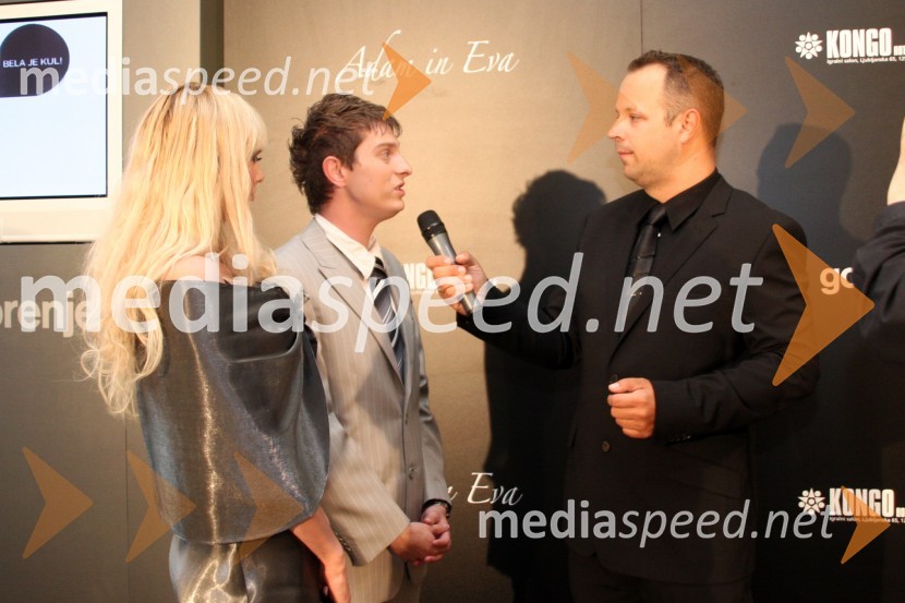 Damjan Murko in njegova žena Maja Žilavec ter Mark Žitnik, TV Paprika in voditelj večeraAdam in Eva, izbor za najbolj simpatično Slovenko ali Slovenca 2008