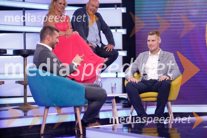  Marko Potrč, televizijski voditelj;  Blaž Hudelja, tekmovalec, The Biggest Loser Slovenija 2018The Biggest Loser Slovenija, finalna oddaja