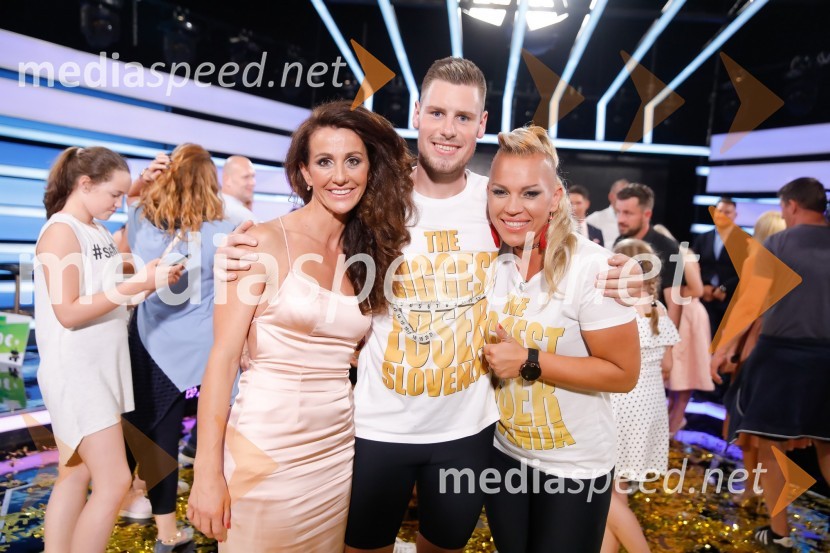  Nataša  Gorenc, fitnes trenerka;  Blaž Hudelja, tekmovalec, The Biggest Loser Slovenija 2018;  Rebeka  Kanc Markanovič, tekmovalka, The Biggest Loser Slovenija 2018The Biggest Loser Slovenija, finalna oddaja