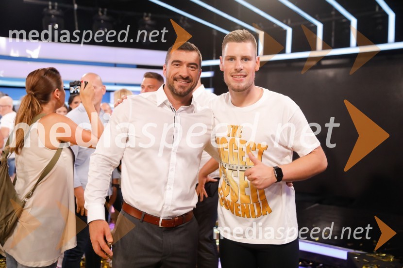  Marko Potrč, televizijski voditelj;  Blaž Hudelja, tekmovalec, The Biggest Loser Slovenija 2018The Biggest Loser Slovenija, finalna oddaja