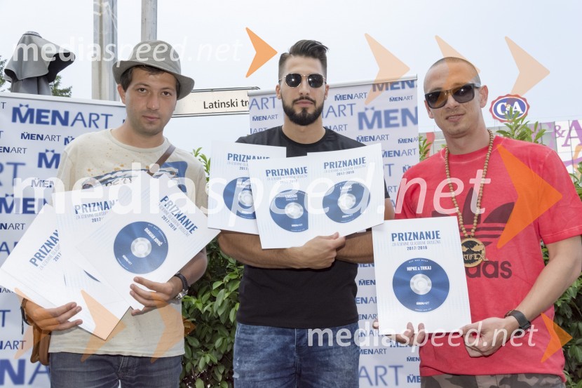  Damjan Jović, glasbeni producent;  Challe Salle, glasbenik;  Boštjan  Nipič - Nipke, raperPodelitev glasbenih nagrad založbe Menart