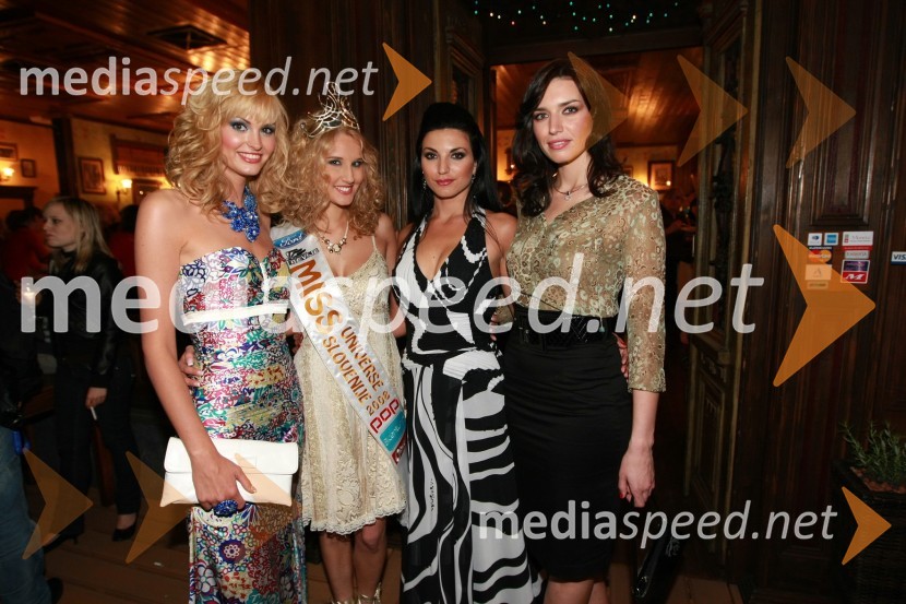 Tjaša Kokalj, Miss Universe Slovenije 2007, Anamarija Avblej, Miss Universe Slovenije 2008, Dalila Dragojevič, Miss Universe Slovenije 2005 in Nataša Pinoza, Miss universe Slovenije 2006Miss Universe Slovenije 2008
