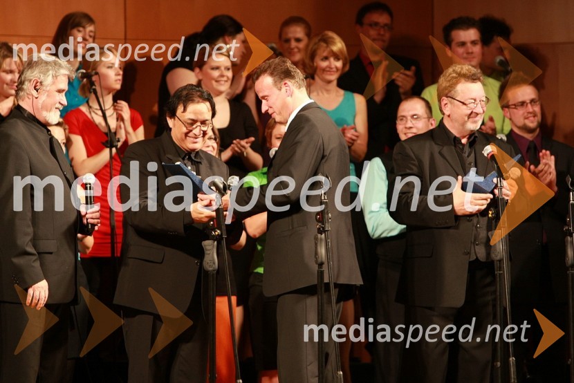 Oto Pestner, New Swing Quartet in Bojan Šrot, župan občine CeljeSlavnostni koncert ob 40 - letnici New Swing Quartet