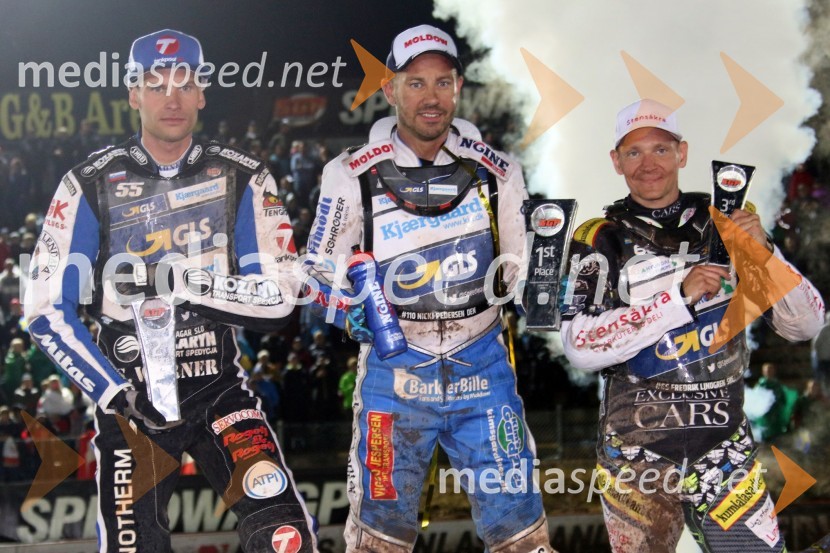  Matej Žagar, speedwayist (Slovenija);  Nicki  Pedersen, speedwayist (Danska);  Fredrik  Lindgren, speedwayist (Švedska)Žagar izvrsten drugi v Malilli