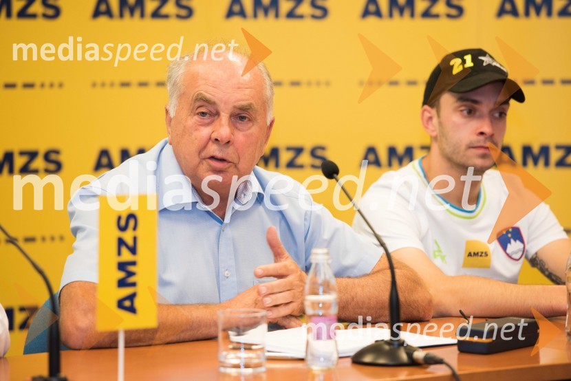  Anton Breznik, predsednik AMZS;  Matic Ivačič, speedwayist (AMD Krško)Organizatorji in slovenska voznika pred dirko za VN Slovenije v Krškem zelo optimistični