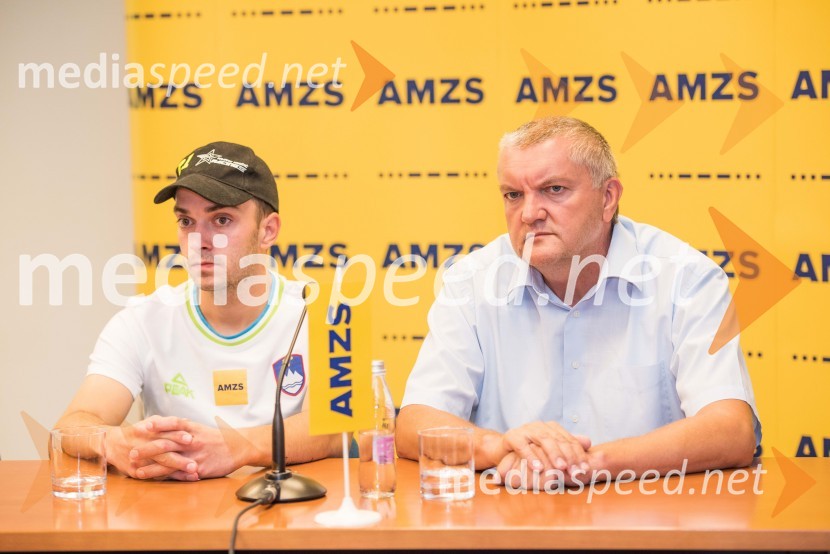  Matic Ivačič, speedwayist (AMD Krško);  Igor Kolenko, predsednik komisije za speedway pri AMZSOrganizatorji in slovenska voznika pred dirko za VN Slovenije v Krškem zelo optimistični