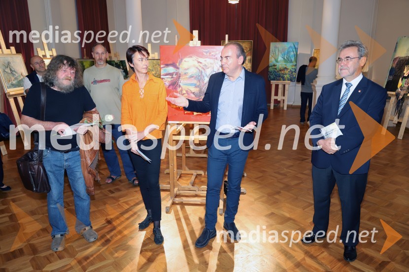  Maksimiljan Sternad, slikar;  Maja Šivec, fotografinja;  Mario Berdič, likovni kritik in kustos; mag. Zdravko Luketič, podžupan, Mestna občina MariborOtvoritev likovne razstave ex-tempora EKO DRAVA 2018