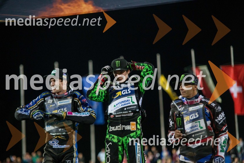  Jason Doyle, speedwayist (Avstralija);  Patryk Dudek, speedwayist (Poljska);  Greg  Hancock, speedwayist (ZDA)VN Slovenije Poljaku Dudku, Slovenci srčno, a brez točk