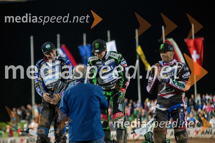  Jason Doyle, speedwayist (Avstralija);  Patryk Dudek, speedwayist (Poljska);  Greg  Hancock, speedwayist (ZDA)VN Slovenije Poljaku Dudku, Slovenci srčno, a brez točk