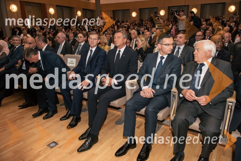 prof. dr. Miro Cerar, nekdanji predsednik Vlade Republike Slovenije, predsednik SMC;  Borut Pahor, predsednik Republike Slovenije;  Marjan  Šarec, predsednik Vlade Republike Slovenije;  Milan Kučan, nekdanji predsednik Republike Slovenije13. Strateški Forum, otvoritev