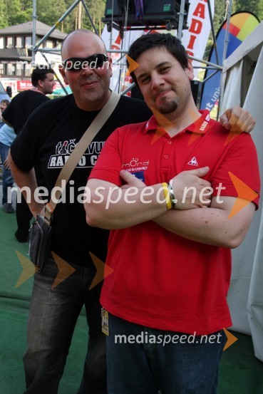Matjaž Šalamun-Šalca in Tine Križanič, člana ekipe Reporter Milan na Radiu CityRadio City koncert 2008