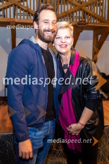  Miha Rodman, igralec;  Mirjam Drnovšček, direktorica Prešernovega gledališča KranjPrerok, premiera predstave