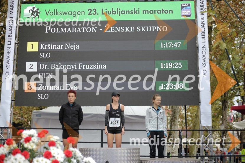  Fruzsina Bakonyi, tekačica;  Neja Kršinar, atletinja;  Eva Zorman, tekačicaNa 23. ljubljanskem maratonu slavila Etiopijec in Kenijka