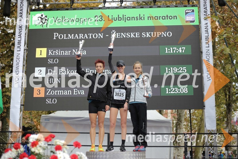  Fruzsina Bakonyi, tekačica;  Neja Kršinar, atletinja;  Eva Zorman, tekačicaNa 23. ljubljanskem maratonu slavila Etiopijec in Kenijka