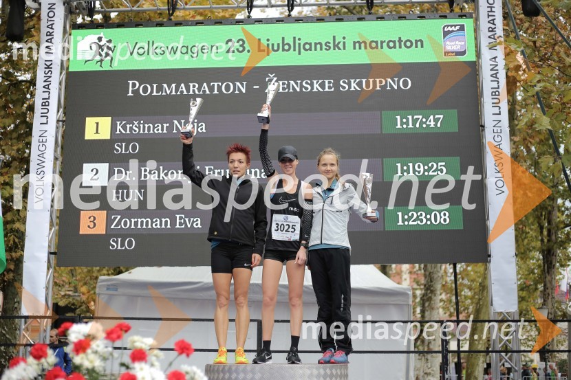  Fruzsina Bakonyi, tekačica;  Neja Kršinar, atletinja;  Eva Zorman, tekačicaNa 23. ljubljanskem maratonu slavila Etiopijec in Kenijka