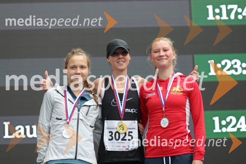  Eva Zorman, tekačica;  Neja Kršinar, atletinja;  Laura  Blatnik Guzelj, tekačicaNa 23. ljubljanskem maratonu slavila Etiopijec in Kenijka