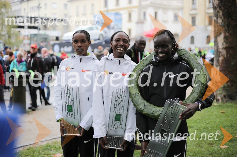  Dibabe Kuma, tekačica;  Selly Chepyego, tekačica;  Visiline Jepkesho, tekačicaNa 23. ljubljanskem maratonu slavila Etiopijec in Kenijka