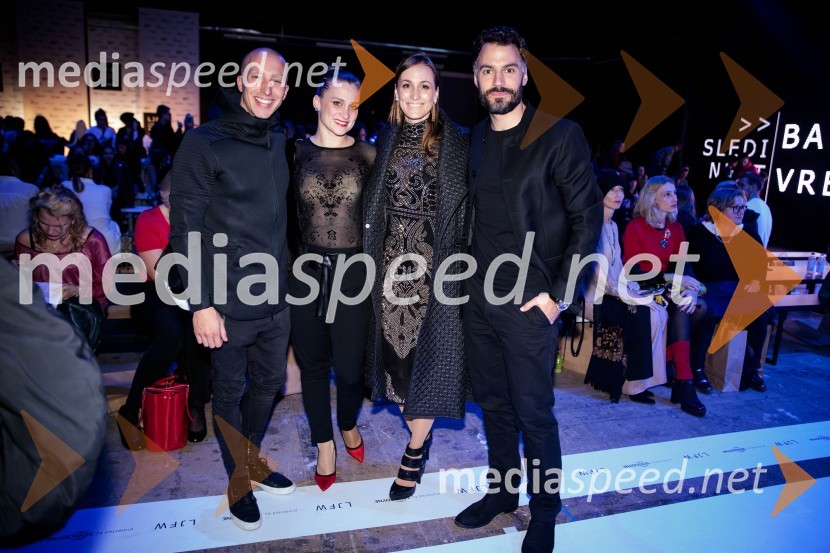  Filip Kržišnik, F&B Acrobatics;  ... ;  Ajda Rotar Urankar;  David Urankar, televizijski voditelj, manekenLjubljana Fashion Week 2018, prvi dan